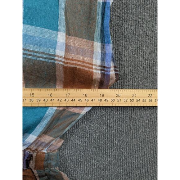 Bridge & Burn Wrap Dress Womens Small Linen Acadia Cap Sleeve Pockets Plaid - Picture 9 of 13